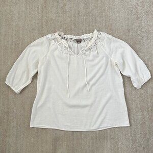 J. Jill Linen Boho Peasant Blouse Top L Petite